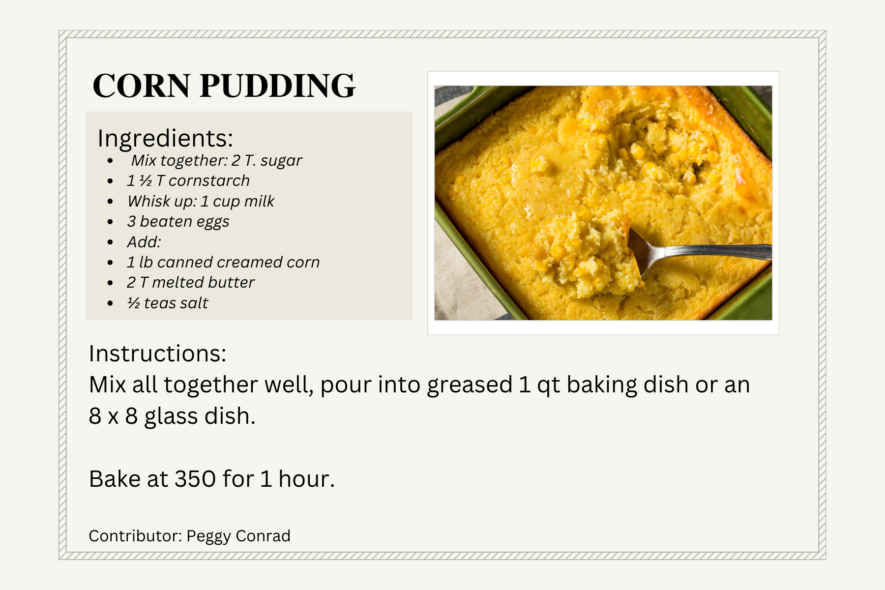 Corn pudding recipe