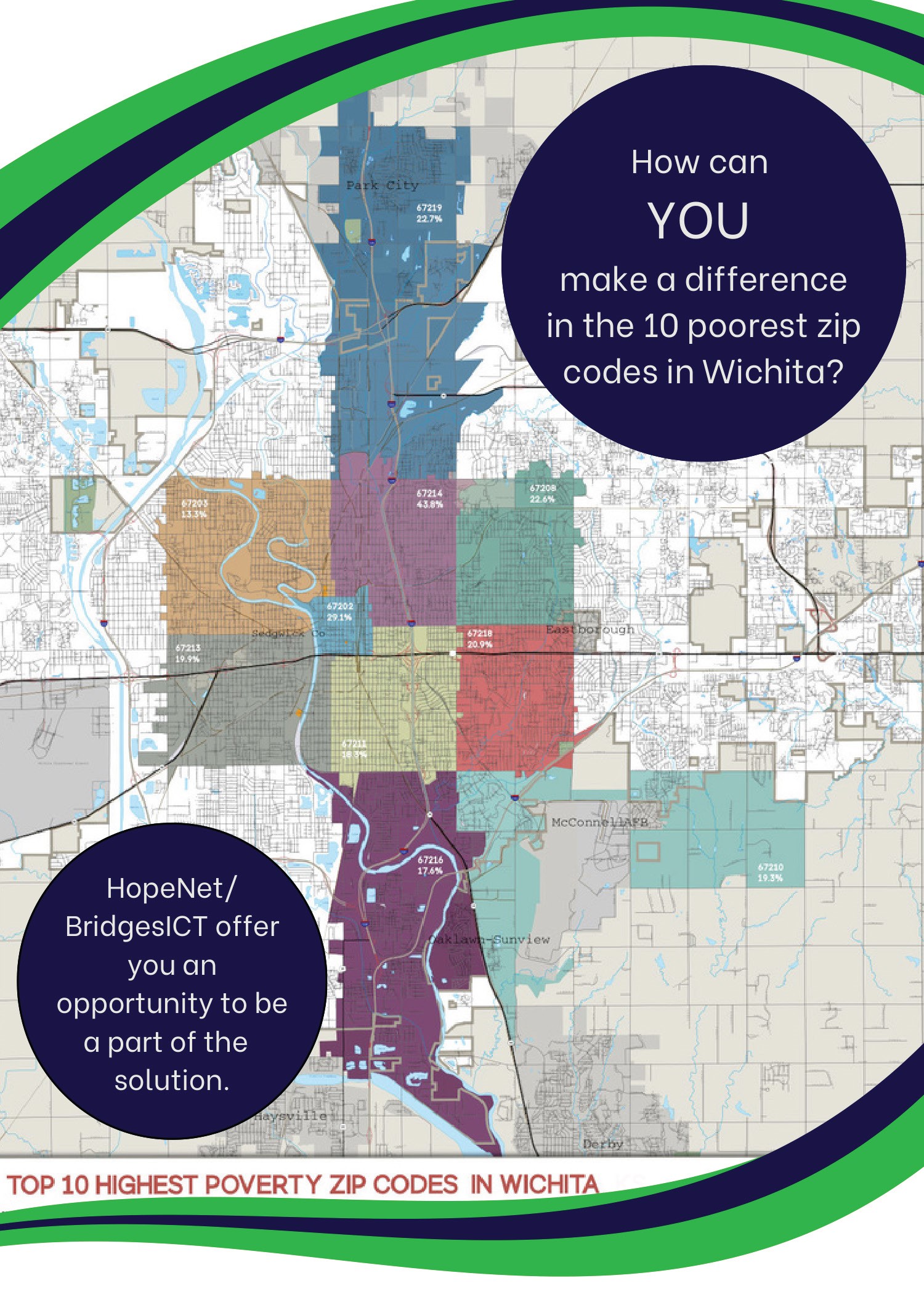 Map of Wichita ZIP codes